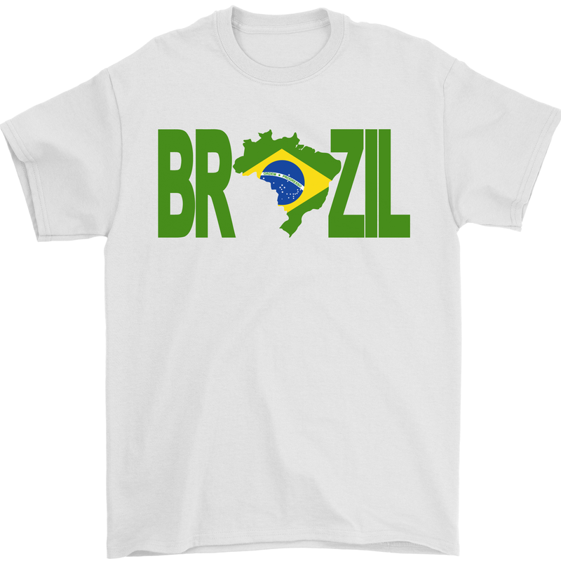 Brazil Football Brazilian Soccer Flag Mens T-Shirt 100% Cotton White