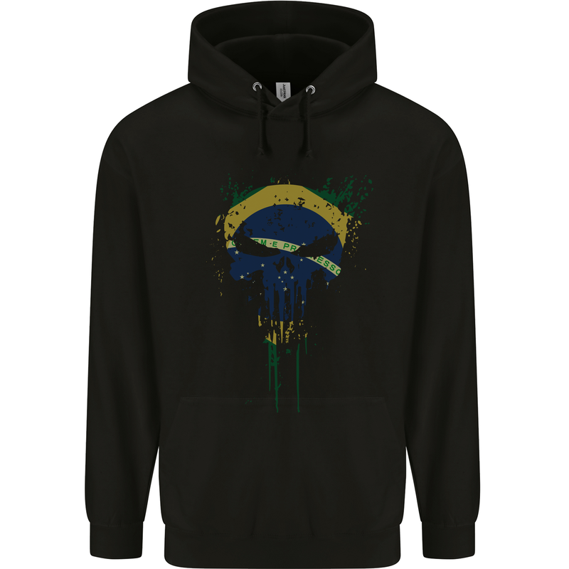 Brazil Skull Gym Training Bodybuilding Childrens Kids Hoodie Black