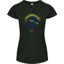 Brazil Skull Gym Training Bodybuilding Womens Petite Cut T-Shirt Black