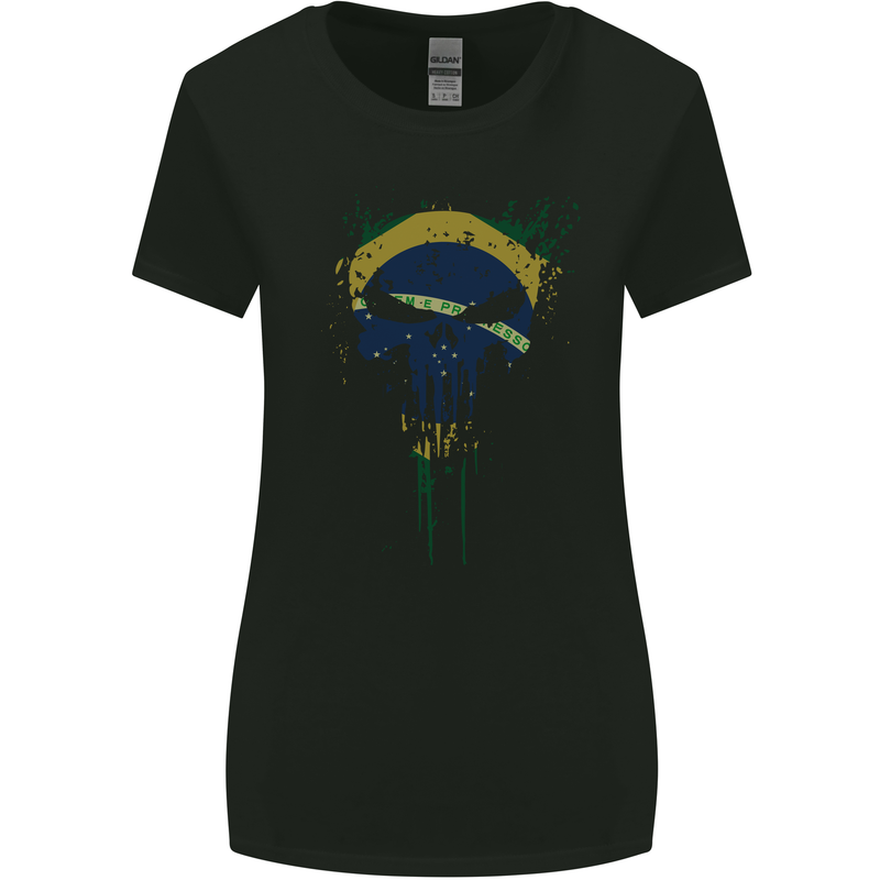 Brazil Skull Gym Training Bodybuilding Womens Wider Cut T-Shirt Black