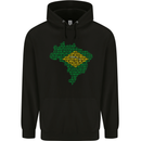 Brazilian Flag Word Cloud Brazil Football Mens 80% Cotton Hoodie Black