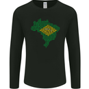 Brazilian Flag Word Cloud Brazil Football Mens Long Sleeve T-Shirt Black