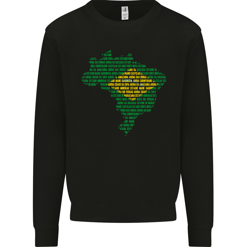 Brazilian Flag Word Cloud Brazil Football Mens Sweatshirt Jumper Black