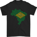 Brazilian Flag Word Cloud Brazil Football Mens T-Shirt 100% Cotton Black