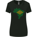 Brazilian Flag Word Cloud Brazil Football Womens Wider Cut T-Shirt Black