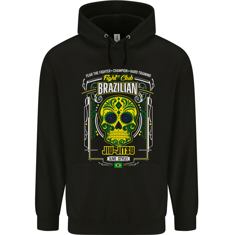 Brazilian Jiu Jitsu Skull MMA Martial Arts Childrens Kids Hoodie Black