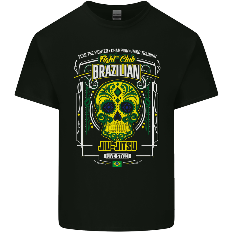 Brazilian Jiu Jitsu Skull MMA Martial Arts Kids T-Shirt Childrens Black