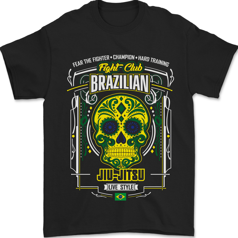 Brazilian Jiu Jitsu Skull MMA Martial Arts Mens T-Shirt 100% Cotton Black