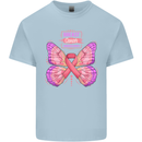 Breast Cancer Awareness Month Butterfly Kids T-Shirt Childrens Light Blue