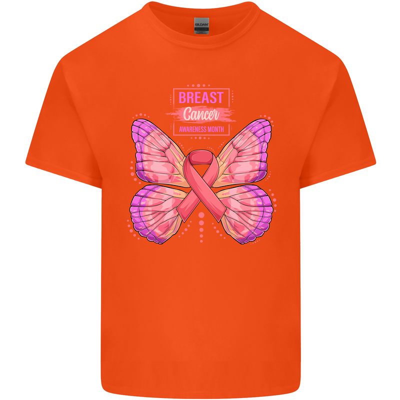 Breast Cancer Awareness Month Butterfly Kids T-Shirt Childrens Orange