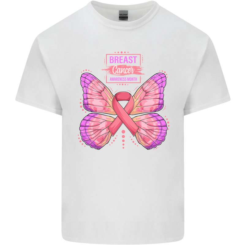 Breast Cancer Awareness Month Butterfly Kids T-Shirt Childrens White