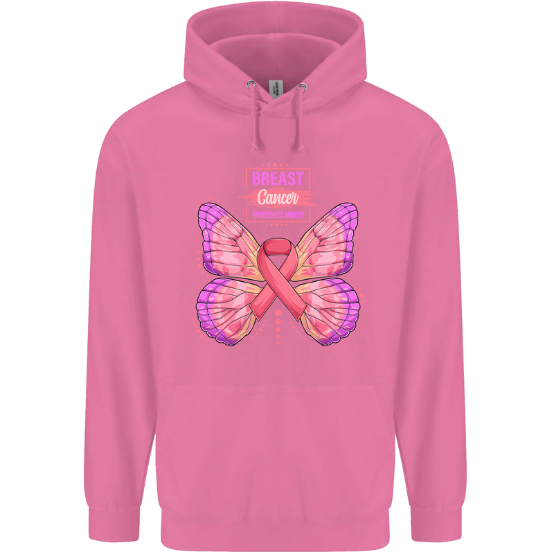 Breast Cancer Awareness Month Butterfly Mens 80% Cotton Hoodie Azelea