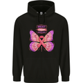 Breast Cancer Awareness Month Butterfly Mens 80% Cotton Hoodie Black