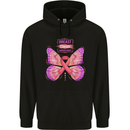Breast Cancer Awareness Month Butterfly Mens 80% Cotton Hoodie Black