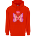 Breast Cancer Awareness Month Butterfly Mens 80% Cotton Hoodie Bright Red