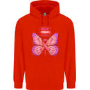 Breast Cancer Awareness Month Butterfly Mens 80% Cotton Hoodie Bright Red