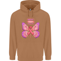 Breast Cancer Awareness Month Butterfly Mens 80% Cotton Hoodie Caramel Latte