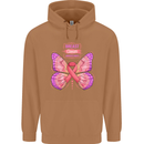 Breast Cancer Awareness Month Butterfly Mens 80% Cotton Hoodie Caramel Latte