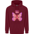 Breast Cancer Awareness Month Butterfly Mens 80% Cotton Hoodie Maroon