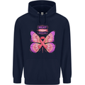 Breast Cancer Awareness Month Butterfly Mens 80% Cotton Hoodie Navy Blue