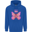 Breast Cancer Awareness Month Butterfly Mens 80% Cotton Hoodie Royal Blue