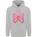 Breast Cancer Awareness Month Butterfly Mens 80% Cotton Hoodie Sports Grey