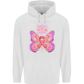 Breast Cancer Awareness Month Butterfly Mens 80% Cotton Hoodie White