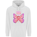 Breast Cancer Awareness Month Butterfly Mens 80% Cotton Hoodie White