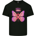 Breast Cancer Awareness Month Butterfly Mens Cotton T-Shirt Tee Top Black