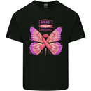 Breast Cancer Awareness Month Butterfly Mens Cotton T-Shirt Tee Top Black