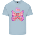 Breast Cancer Awareness Month Butterfly Mens Cotton T-Shirt Tee Top Light Blue