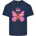 Breast Cancer Awareness Month Butterfly Mens Cotton T-Shirt Tee Top Navy Blue
