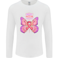 Breast Cancer Awareness Month Butterfly Mens Long Sleeve T-Shirt White