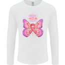 Breast Cancer Awareness Month Butterfly Mens Long Sleeve T-Shirt White