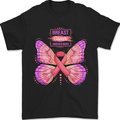 Breast Cancer Awareness Month Butterfly Mens T-Shirt 100% Cotton Black
