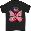 Breast Cancer Awareness Month Butterfly Mens T-Shirt 100% Cotton Black