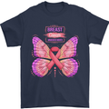 Breast Cancer Awareness Month Butterfly Mens T-Shirt 100% Cotton Navy Blue