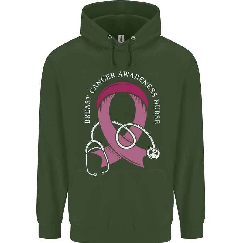 Breast Cancer Nurse Childrens Kids Hoodie Forest Green