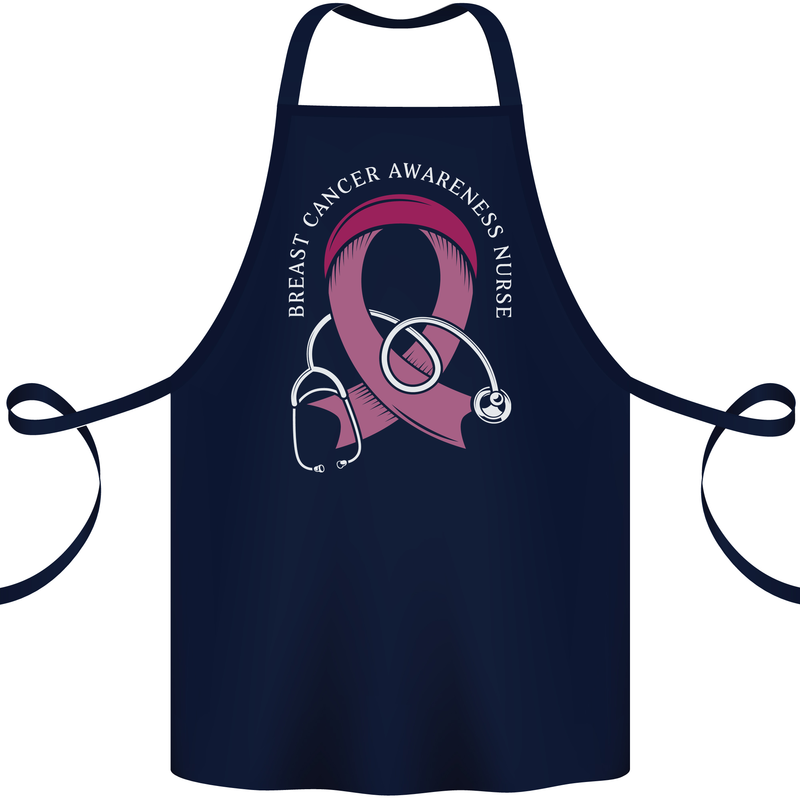 Breast Cancer Nurse Cotton Apron 100% Organic Navy Blue