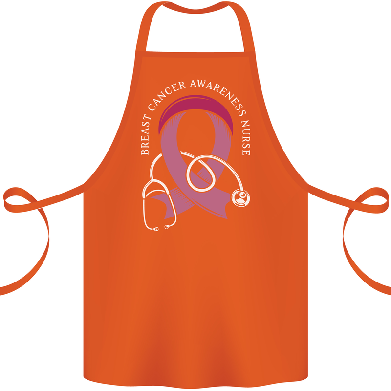 Breast Cancer Nurse Cotton Apron 100% Organic Orange