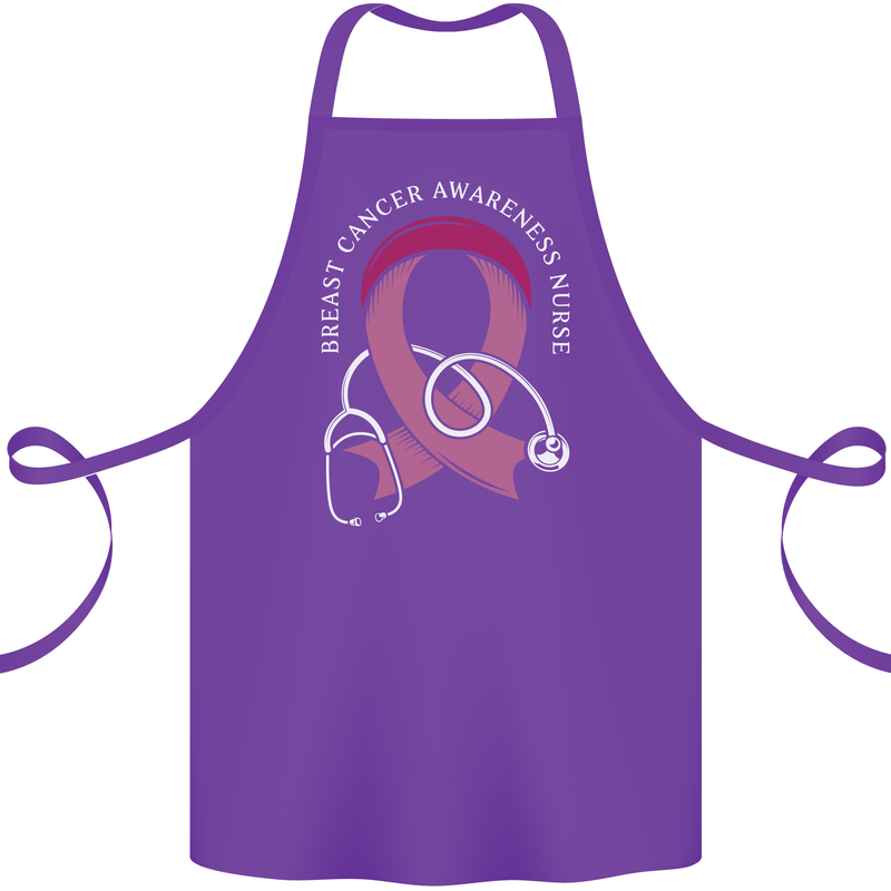 Breast Cancer Nurse Cotton Apron 100% Organic Purple