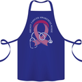 Breast Cancer Nurse Cotton Apron 100% Organic Royal Blue