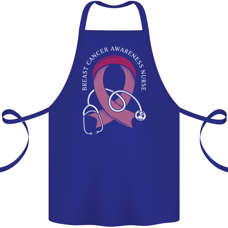 Breast Cancer Nurse Cotton Apron 100% Organic Royal Blue