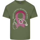 Breast Cancer Nurse Mens Cotton T-Shirt Tee Top Military Green