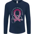 Breast Cancer Nurse Mens Long Sleeve T-Shirt Navy Blue