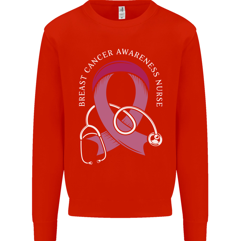 Breast Cancer Nurse Mens Sweatshirt Jumper Bright Red