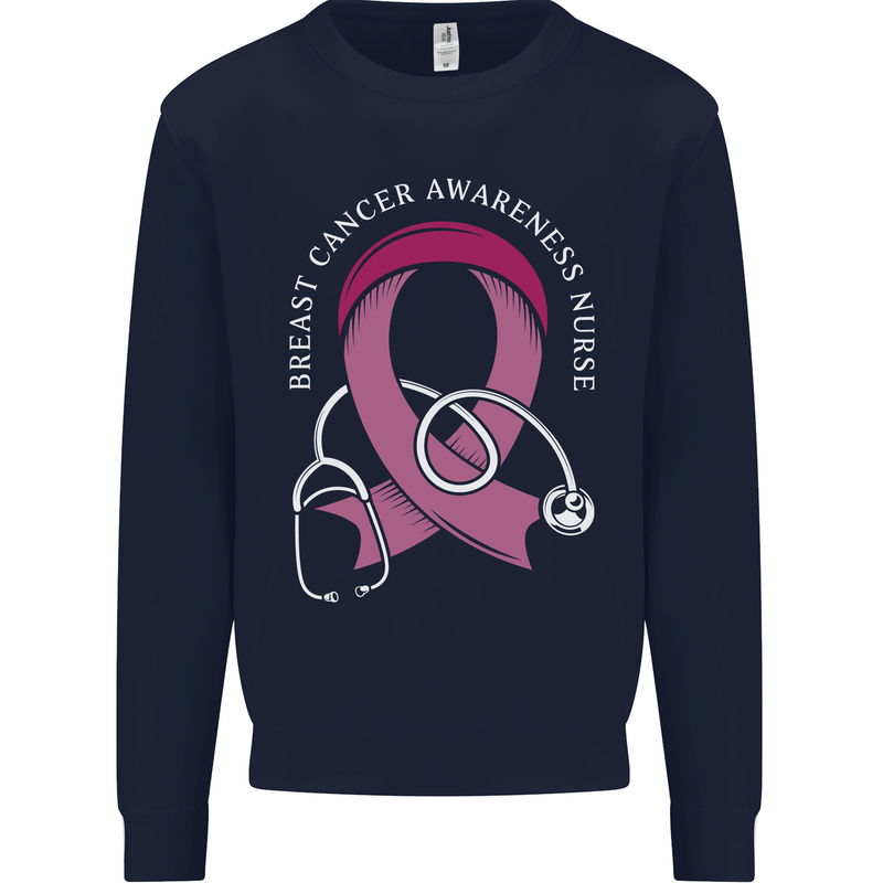 Breast Cancer Nurse Mens Sweatshirt Jumper Navy Blue