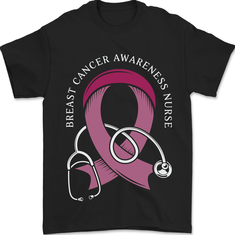 Breast Cancer Nurse Mens T-Shirt 100% Cotton Black