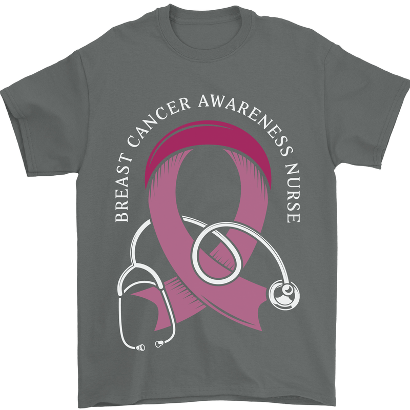 Breast Cancer Nurse Mens T-Shirt 100% Cotton Charcoal