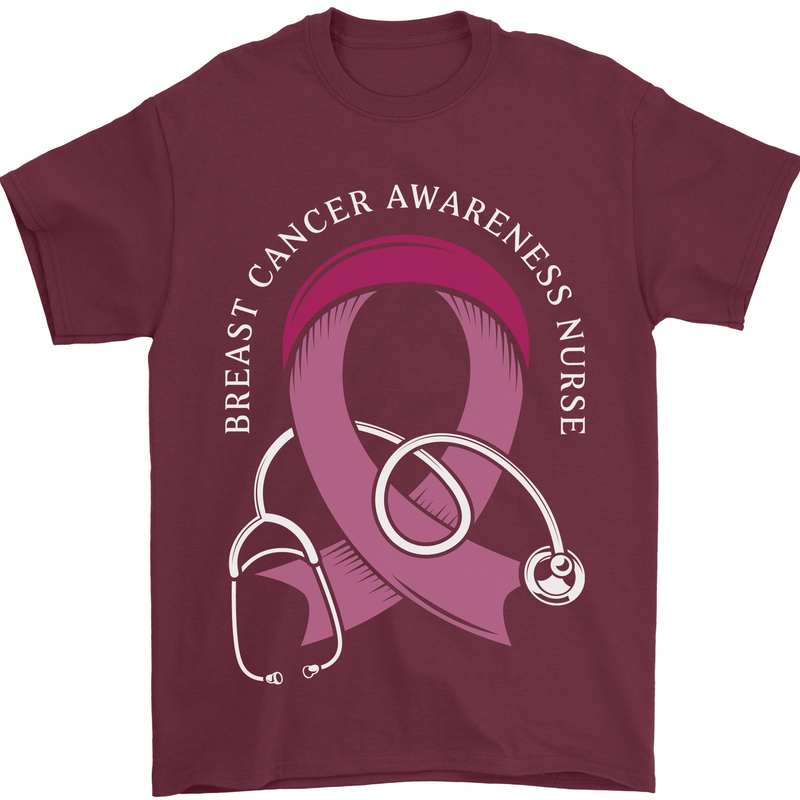 Breast Cancer Nurse Mens T-Shirt 100% Cotton Maroon